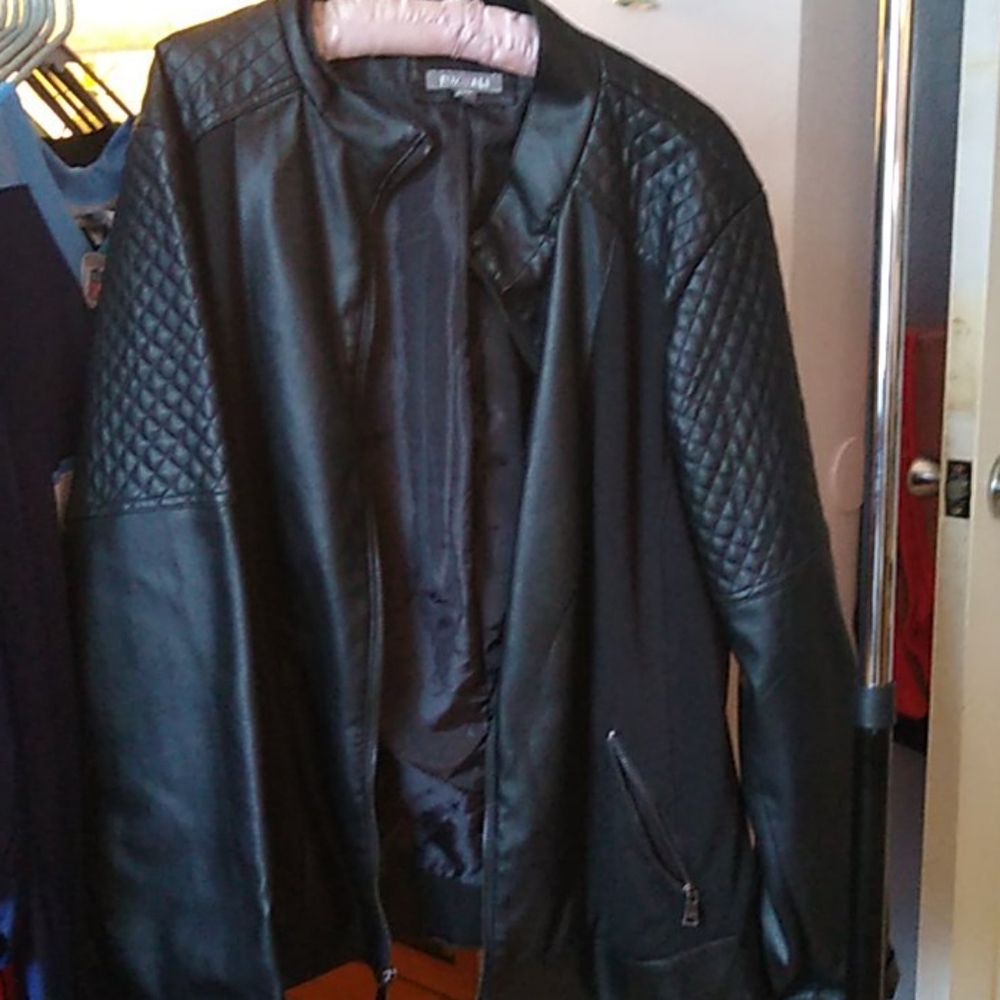 Faux leather jacket with fabric